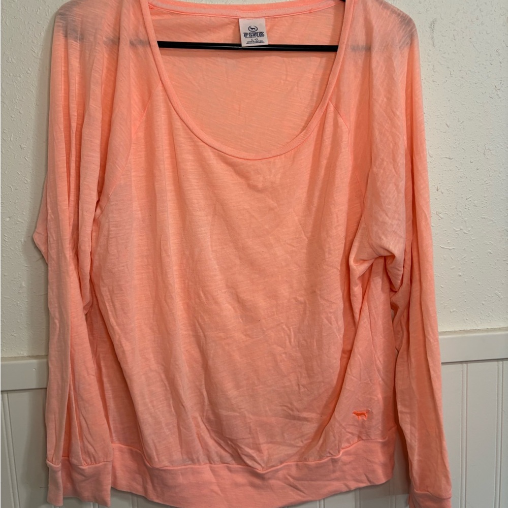Pink Victorias Secret Women's Peach Long Sleeve Top